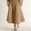 Falda circular beige para mujer