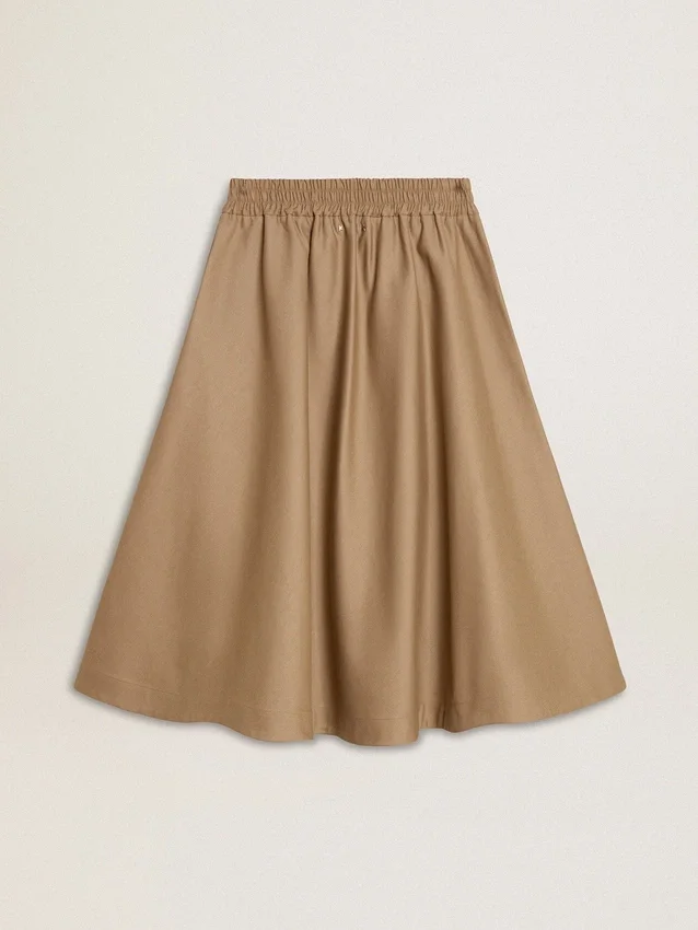 Falda circular beige para mujer