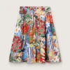 Falda de algodón para mujer con estampado multicolor