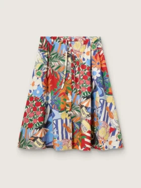 Falda de algodón para mujer con estampado multicolor