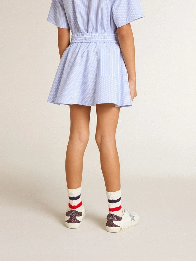 Falda para niñas con rayas azul claro