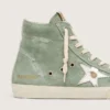 Francy en ante verde con estrella de piel metalizada plateada