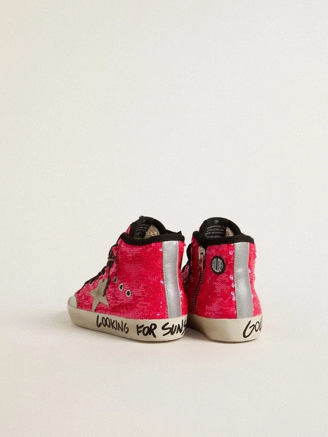 Francy Junior con lentejuelas, estrella de ante gris hielo y cordones con estampado animal