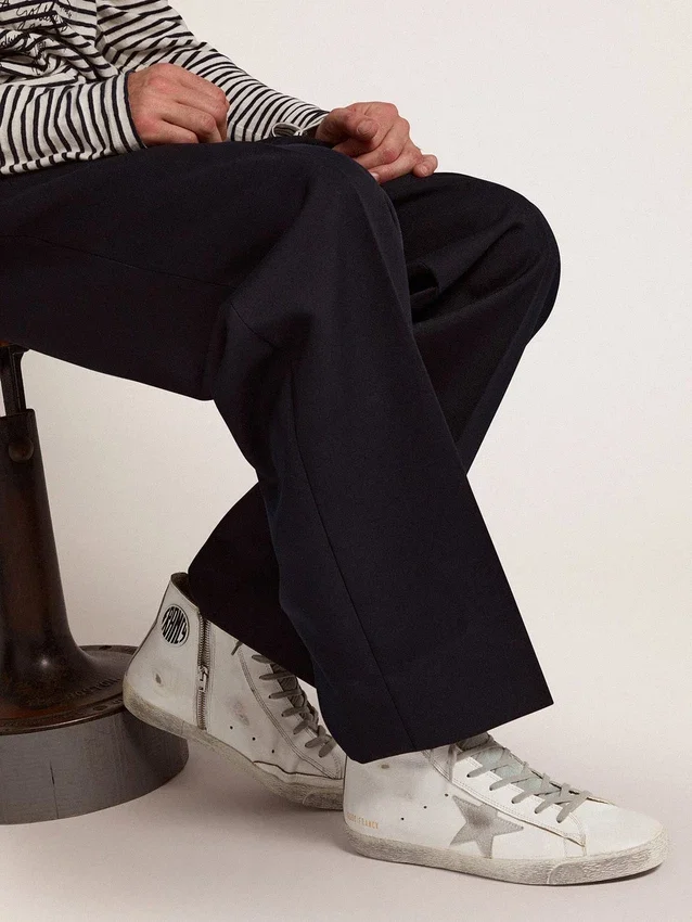 Francy para hombre en piel con estrella de ante plateada