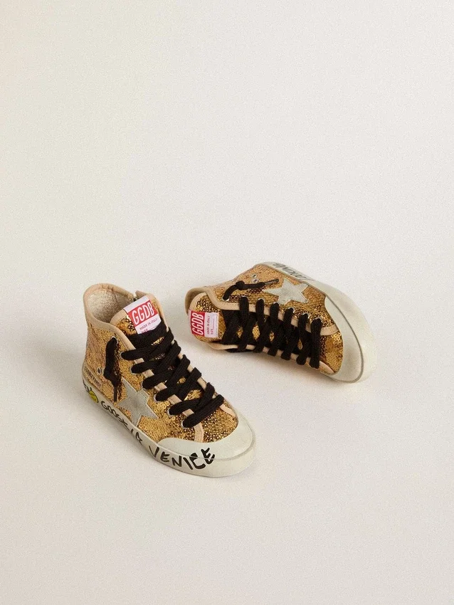 Francy Penstar Junior con lentejuelas doradas y estrella de ante gris hielo