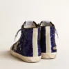 Francy Penstar para mujer en lentejuelas azul brillante con estrella de ante gris hielo