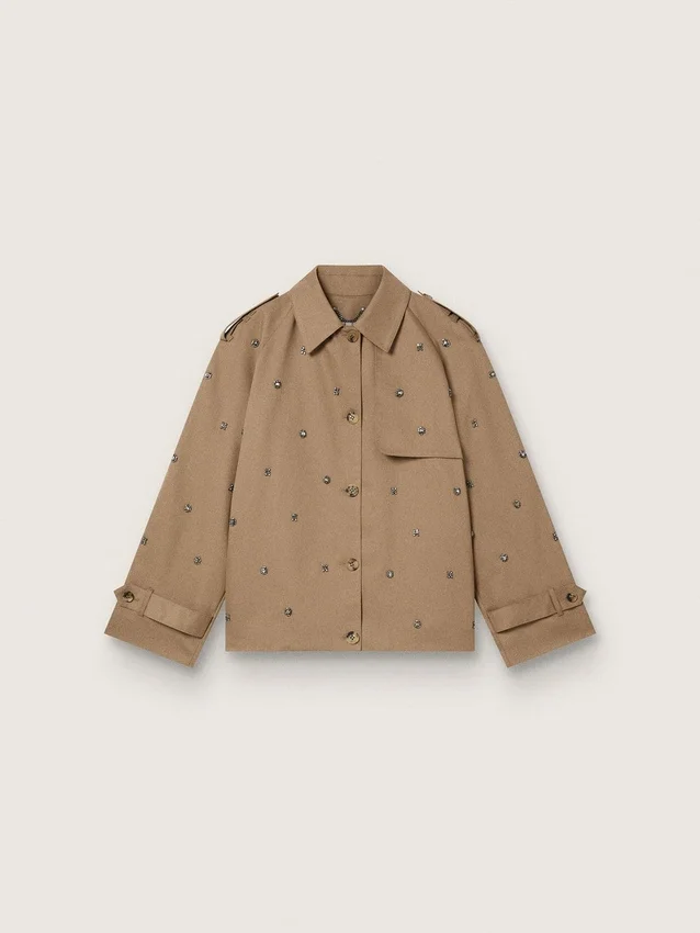 Gabardina oversize para mujer con cristales