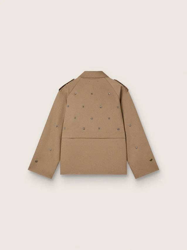 Gabardina oversize para mujer con cristales