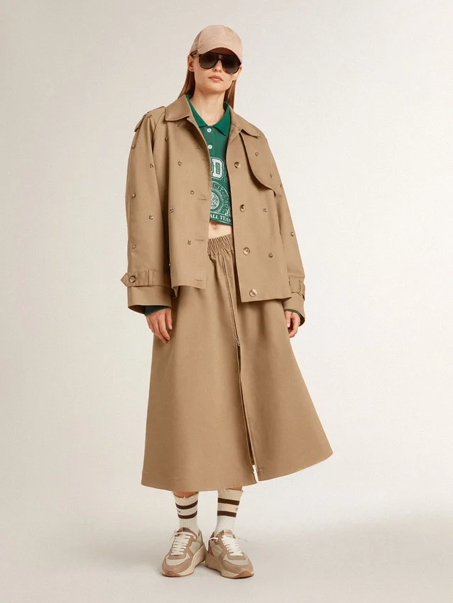 Gabardina oversize para mujer con cristales