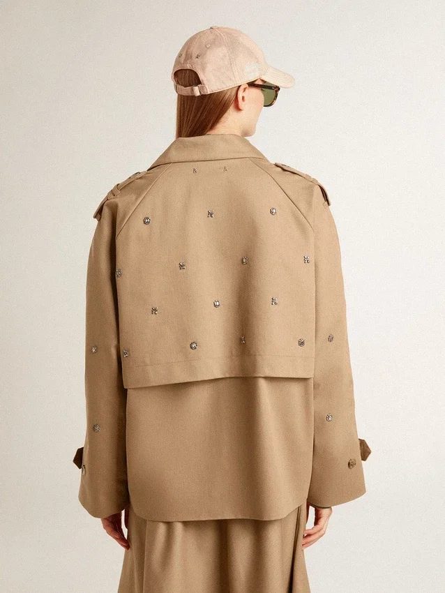 Gabardina oversize para mujer con cristales