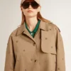 Gabardina oversize para mujer con cristales