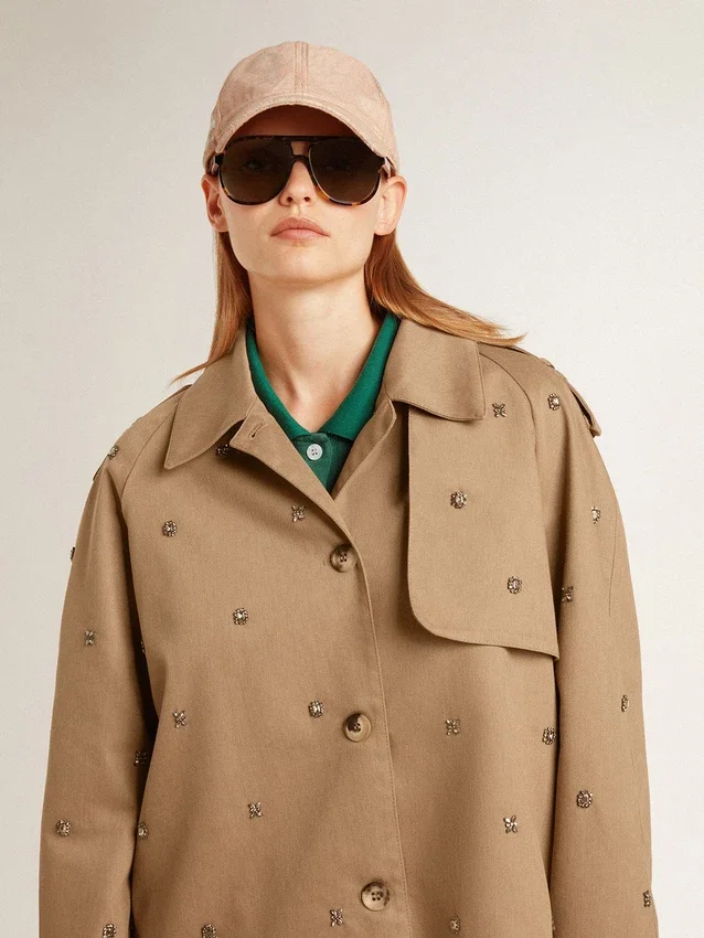 Gabardina oversize para mujer con cristales