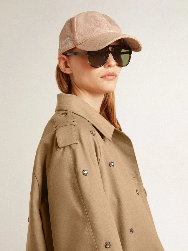 Gabardina oversize para mujer con cristales