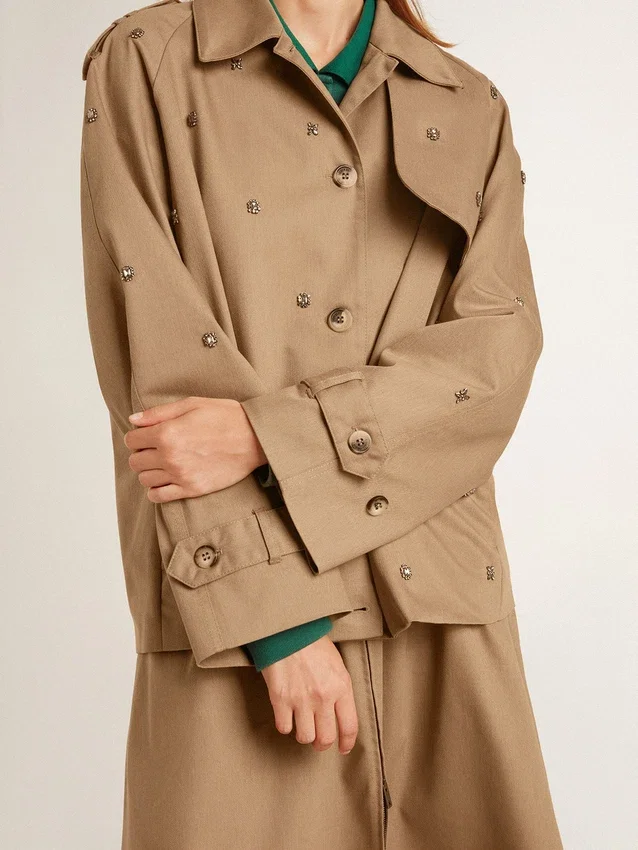 Gabardina oversize para mujer con cristales