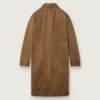 Gabardina unisex de sarga encerada marrón con detalles de piel