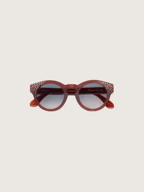 Gafas de sol Cameron Panthos con montura color miel, piedras preciosas y lentes azules