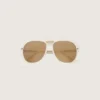 Gafas de sol de estilo aviador «Charlie» con montura blanco perla y lentes doradas