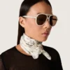 Gafas de sol de estilo aviador «Charlie» con montura blanco perla y lentes doradas