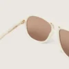 Gafas de sol de estilo aviador «Charlie» con montura blanco perla y lentes doradas