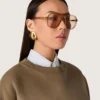 Gafas de sol de estilo aviador con montura y lentes de color miel