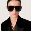 Gafas de sol de estilo aviador con montura y lentes negras