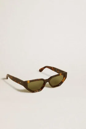 Gafas de sol de estilo rectangular con montura marrón habana