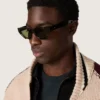 Gafas de sol de estilo rectangular con montura marrón habana