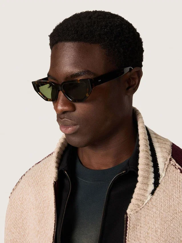 Gafas de sol de estilo rectangular con montura marrón habana