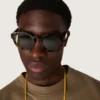 Gafas de sol Panthos de estilo cuadrado con montura marrón habana y lentes verdes