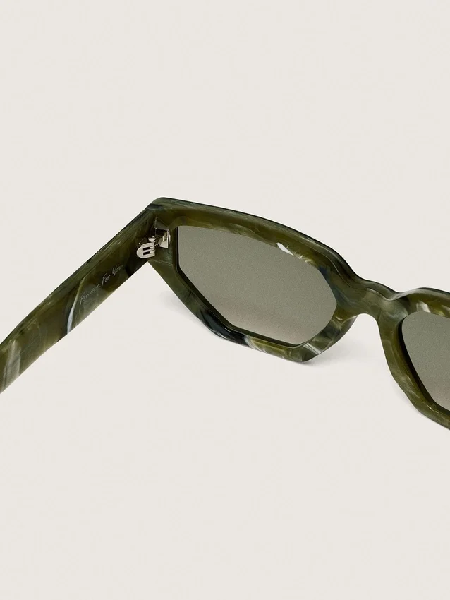 Gafas de sol rectangulares Jamie con montura con efecto mármol verde