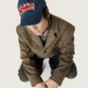 Gorra de béisbol azul vaquero con parche «Golden» de rizo rojo y blanco