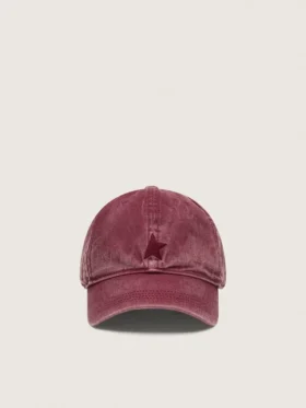 Gorra de béisbol burdeos con estrella bordada tono sobre tono