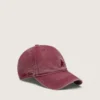Gorra de béisbol burdeos con estrella bordada tono sobre tono