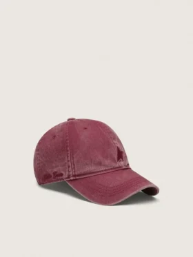 Gorra de béisbol burdeos con estrella bordada tono sobre tono