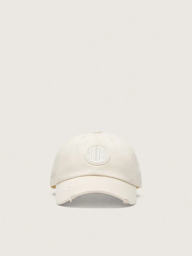 Gorra de béisbol Journey de sarga de algodón blanca con parche y bordado «golden goose»