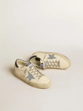 Hi Star en napa con estrella de cristal Swarovski y lengüeta del talón de piel azul oscuro