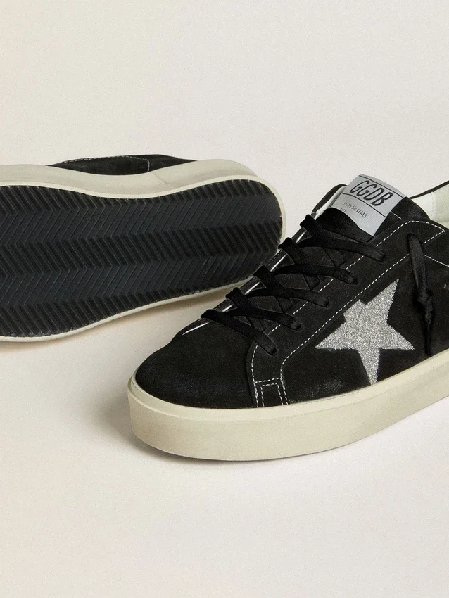Hi Star para mujer en ante negro con estrella de cristales Swarovski plateados