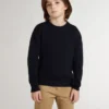 Jersey azul de cuello redondo para niños con letras «Golden» en la espalda
