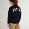 Jersey azul de cuello redondo para niños con letras «Golden» en la espalda
