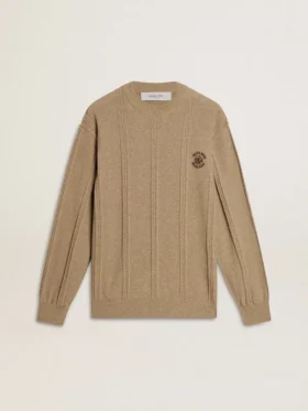 Jersey beige para hombre con logotipo bordado