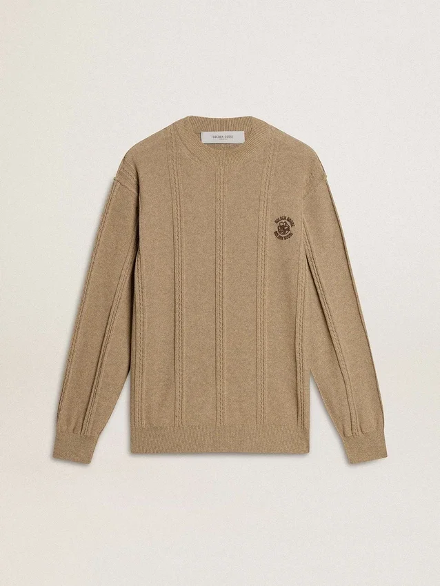 Jersey beige para hombre con logotipo bordado