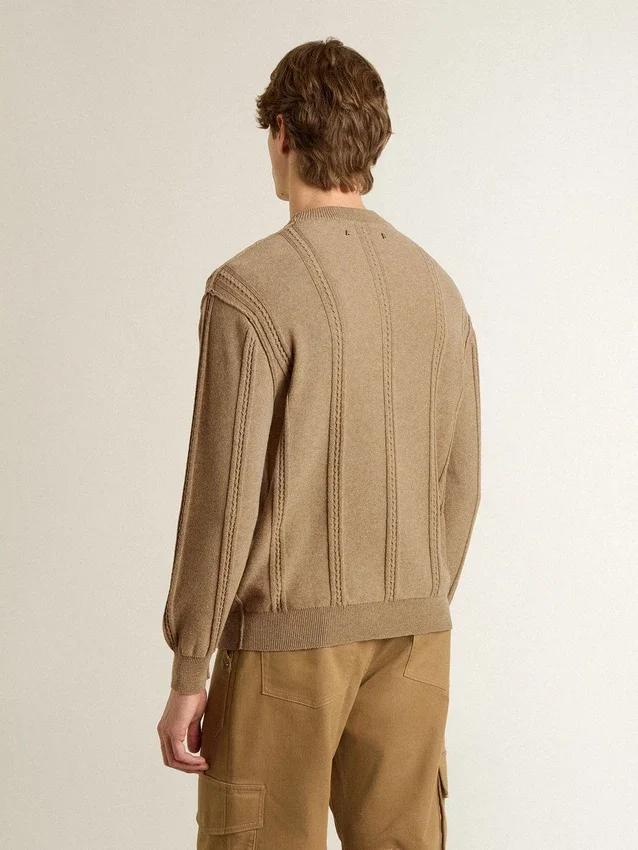 Jersey beige para hombre con logotipo bordado