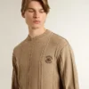 Jersey beige para hombre con logotipo bordado