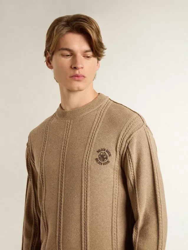 Jersey beige para hombre con logotipo bordado