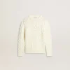 Jersey blanco de lana para niñas con perlas