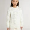 Jersey blanco de lana para niñas con perlas