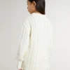 Jersey blanco de lana para niñas con perlas