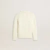 Jersey blanco de lana para niñas con perlas