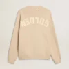Jersey de cuello redondo beige para hombre con la inscripción «Golden» en la espalda