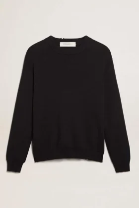 Jersey de cuello redondo para hombre de algodón azul oscuro
